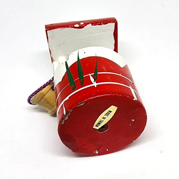 Christmas Vintage Red White Wishing Well Bucket Wood Holiday Ornament - Picture 9 of 9